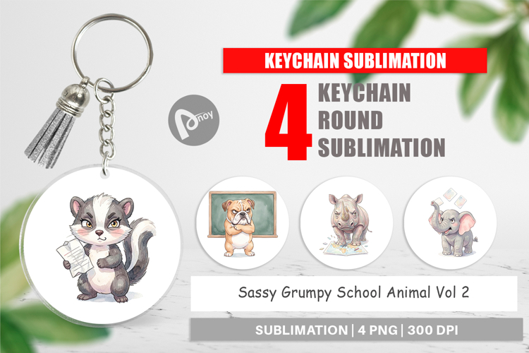 Sassy Grumpy School Animal Keychain