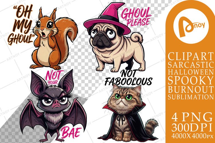 Halloween Familiar Animals Sublimation example image 1