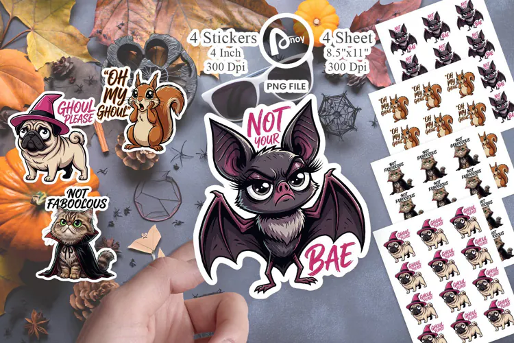 Sassy Halloween Familiar Animals Sticker