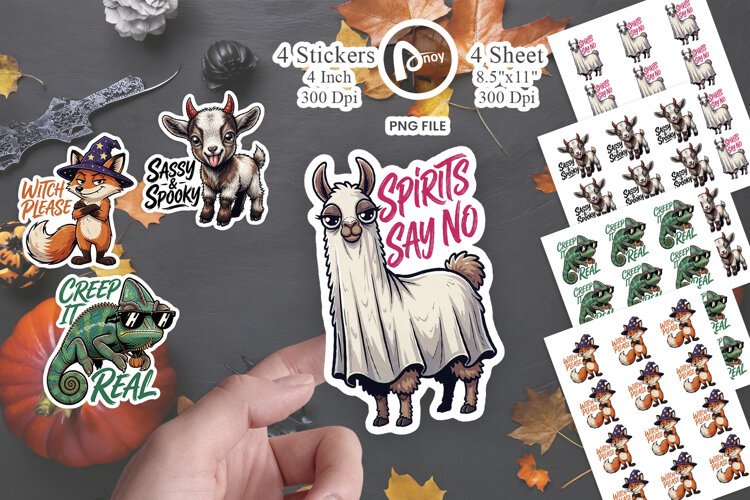 Sassy Halloween Familiar Animals Sticker example image 1