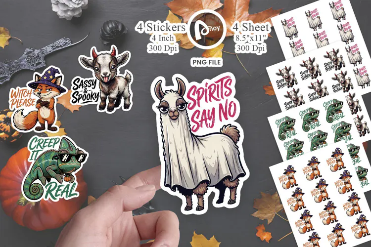 Sassy Halloween Familiar Animals Sticker