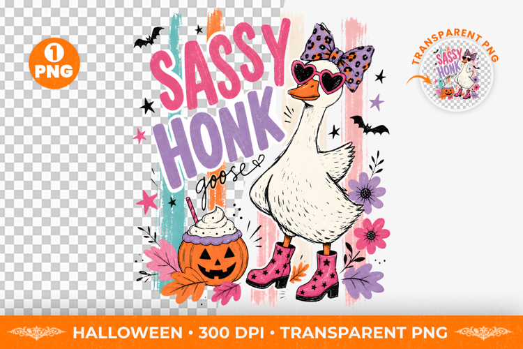 Sassy Honk Goose Brushstroke Halloween T-Shirt Design PNG