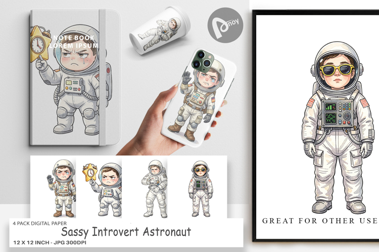 Sassy Introvert Astronaut Digital Paper