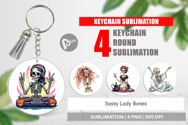 Keychain Sassy Lady Bones