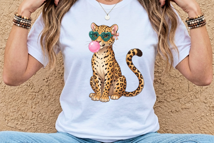 Sassy Leopard Bubblegum Teal Sunglasses T-Shirt