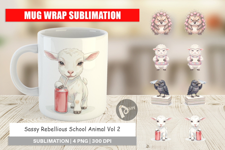 Sassy Rebellious School Animal Mug Wrap