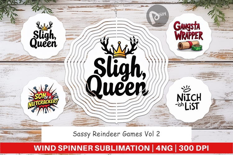 Sassy Reindeer Games Wind Spinner