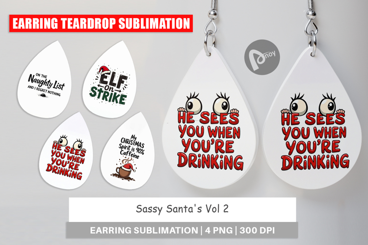 Sassy Santa Quotes Earring