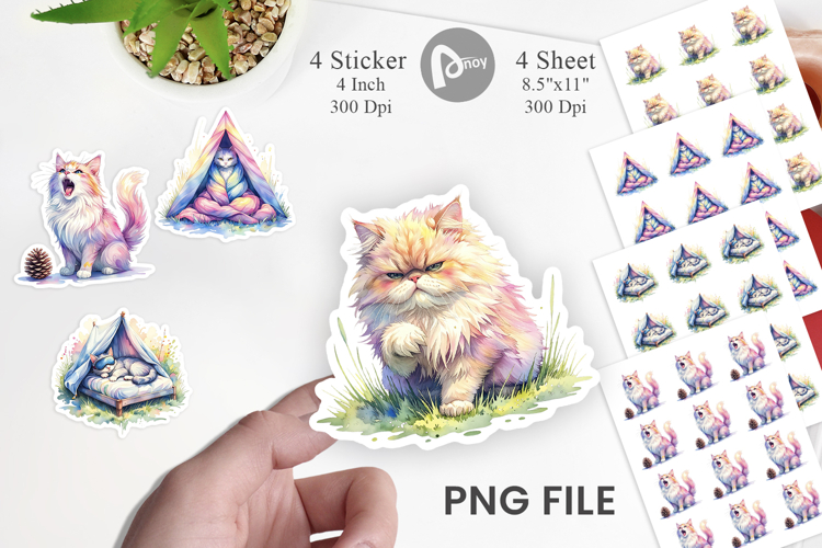 Sassy Camping Cat Sticker