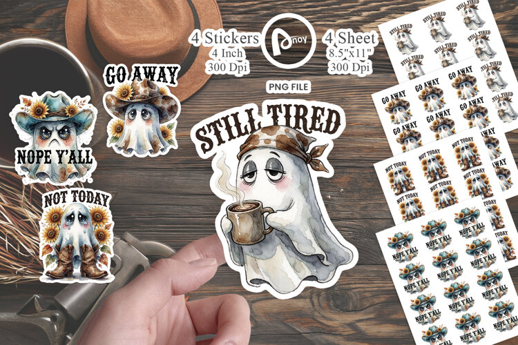 Sassy Western Saloon Ghost Sticker example image 1