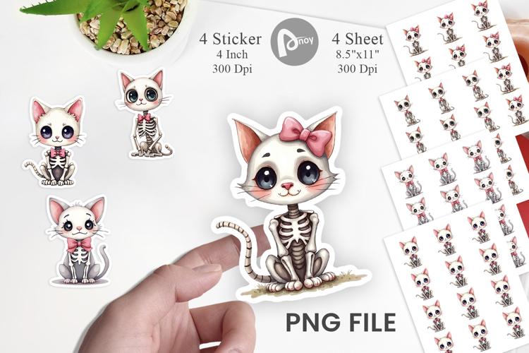 Sassy Skeleton Cat Sticker
