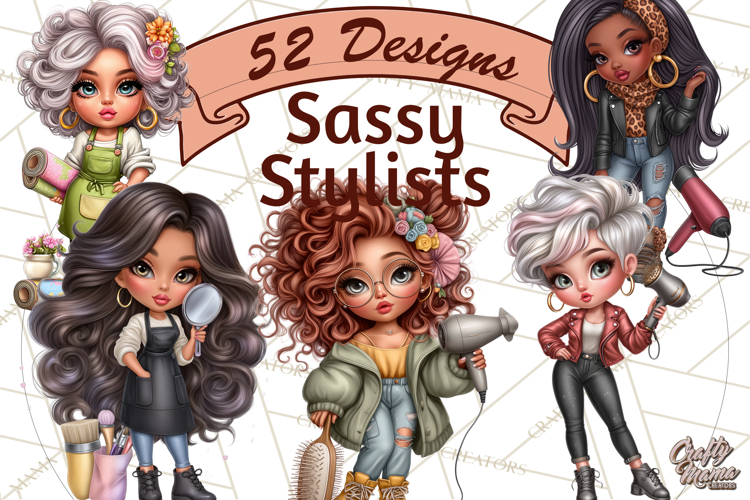 Hairstylist Clipart PNG, Fashionable Salon Girls Clip Art