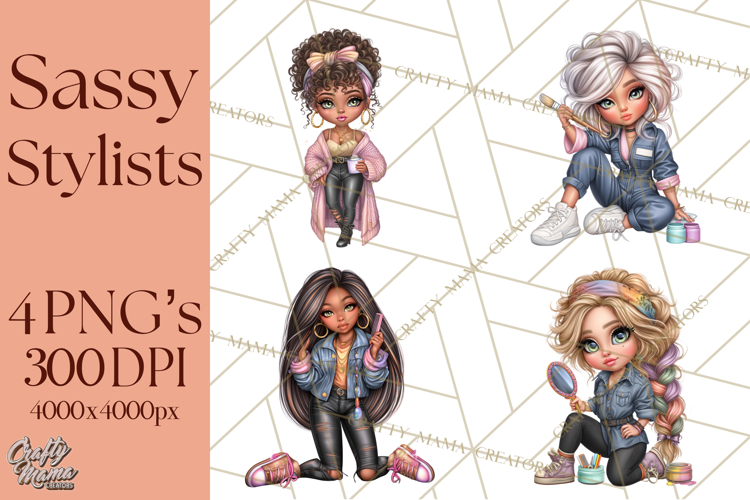 Hairstylist Clipart PNG, Fashionable Salon Girls Clip Art