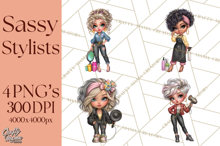 Hairstylist Clipart PNG, Fashionable Salon Girls Clip Art