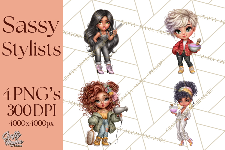 Hairstylist Clipart PNG, Fashionable Salon Girls Clip Art