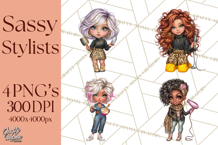 Hairstylist Clipart PNG, Fashionable Salon Girls Clip Art