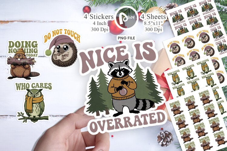 Woodland Critters Christmas Sticker example image 1