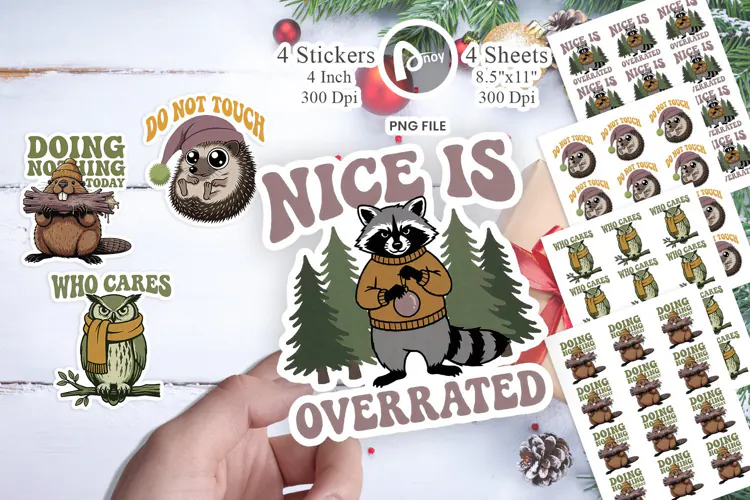 Woodland Critters Christmas Sticker