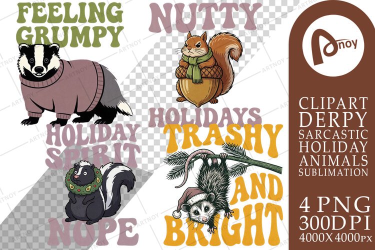 Woodland Critters Christmas Sublimation example image 1
