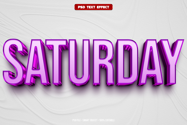 Saturday 3D editable text effect