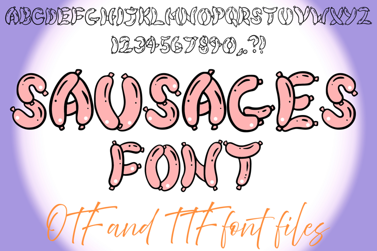 Sausages Typeface Lettering ABC Text Font Banger Wurst OTF