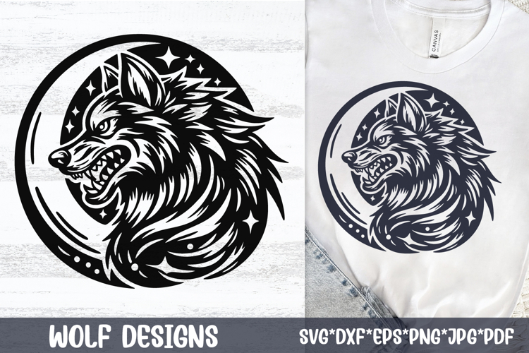 Savage Wolf Moon SVG Fierce Alpha Wolf