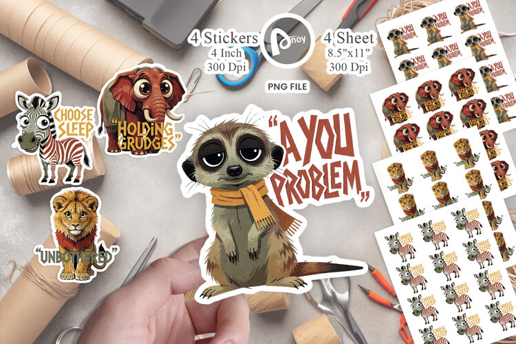 Savanna Sarcastic Animals Sticker example image 1