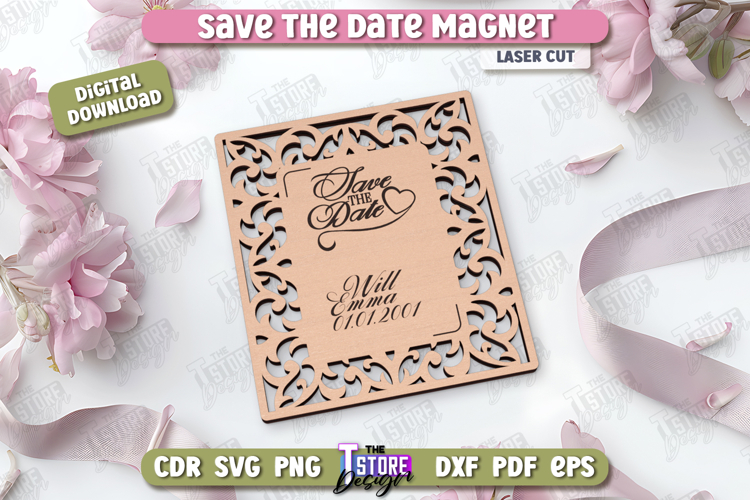 Save the Date Magnet Laser Cut | Wedding Day Invitation |CNC