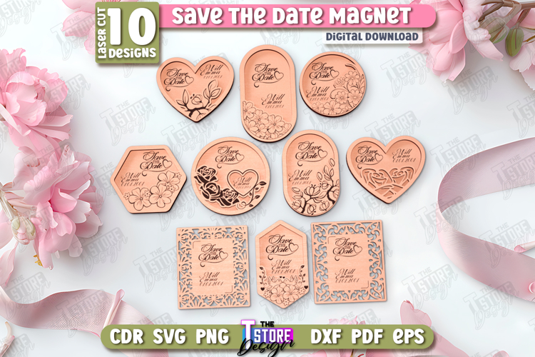Save The Date Magnet Laser Cut Bundle, Wedding Invitation