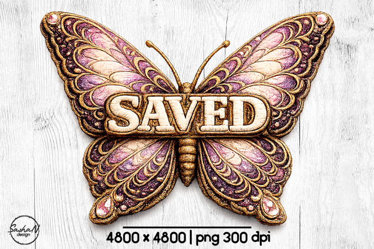 Saved butterfly Christian sublimation designs