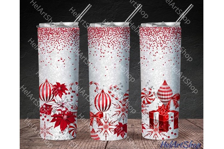 Christmas Decor TumblerPNG | Red Glitter Sublimation Tumbler