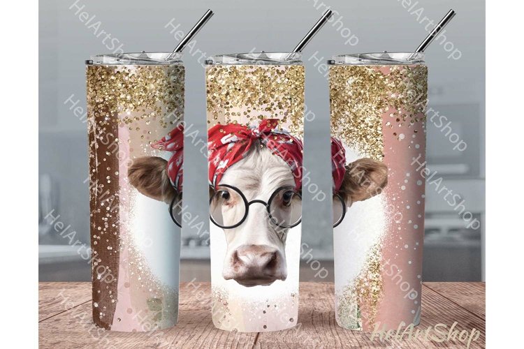 Cow with Bandana TUMBLER PNG, SKINNY TUMBLER Png