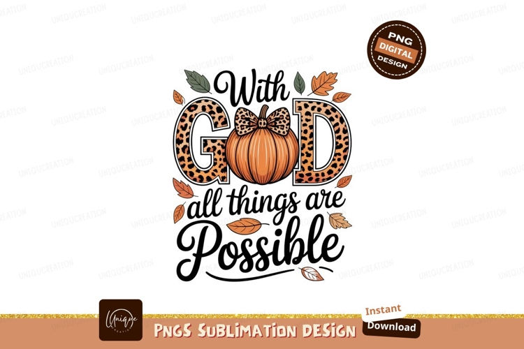 God pumpkin leopard print bow leaves image