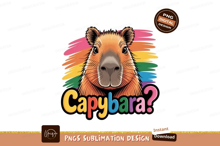 Cheerful Capybara Rainbow Question rodent animal