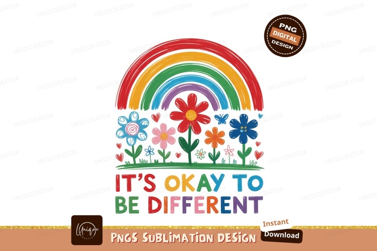 Rainbow flowers with positive affirmation hearts butterflies