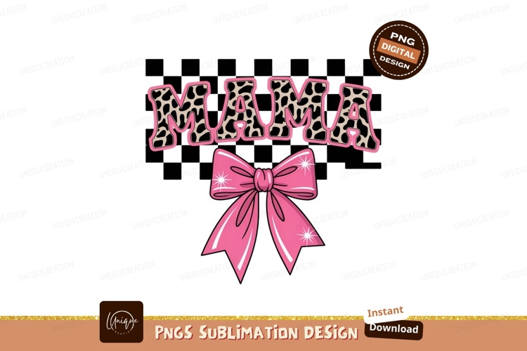 Mama leopard print bow pink