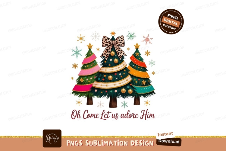 Festive Christmas Trees Adorned with Ornaments and Snowflake