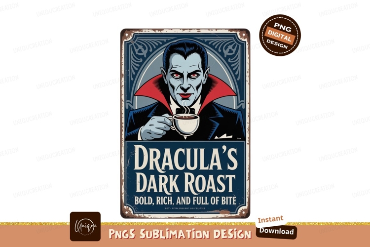 Vampire drinking dark coffee dracula