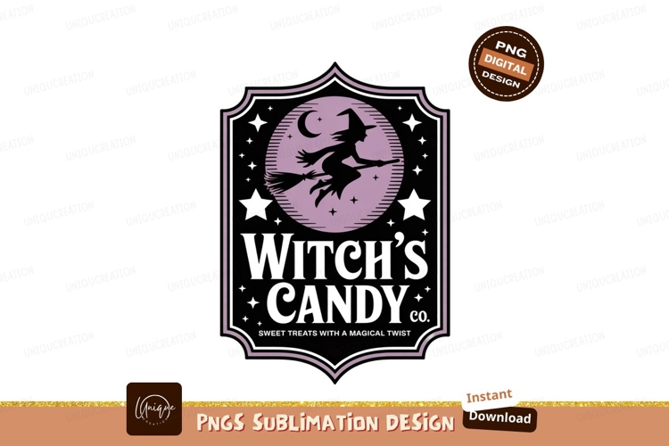 Witch flying broom moon stars image