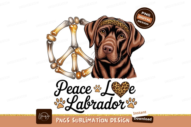 Chocolate Labrador Peace Bone Heart image