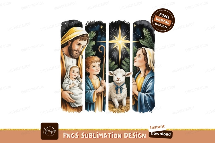 Holy Family Nativity Scene Shepherd Lamb Star jesus