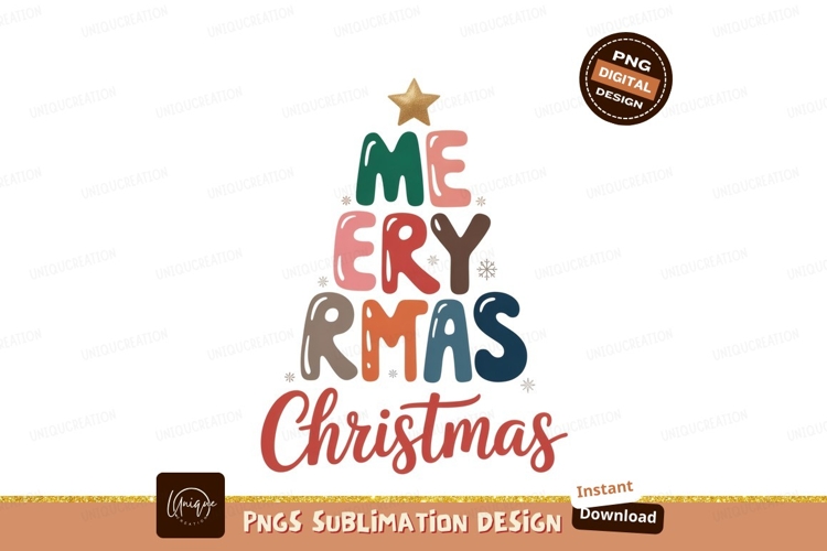 Merry Christmas tree lettering festive