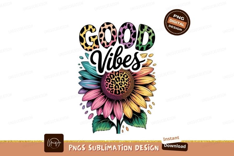 Colorful sunflower with leopard print and patterned letters