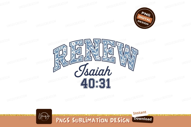 Blue Floral Renew Isaiah Verse image