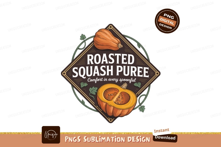 Roasted Squash Puree Label orange autumn