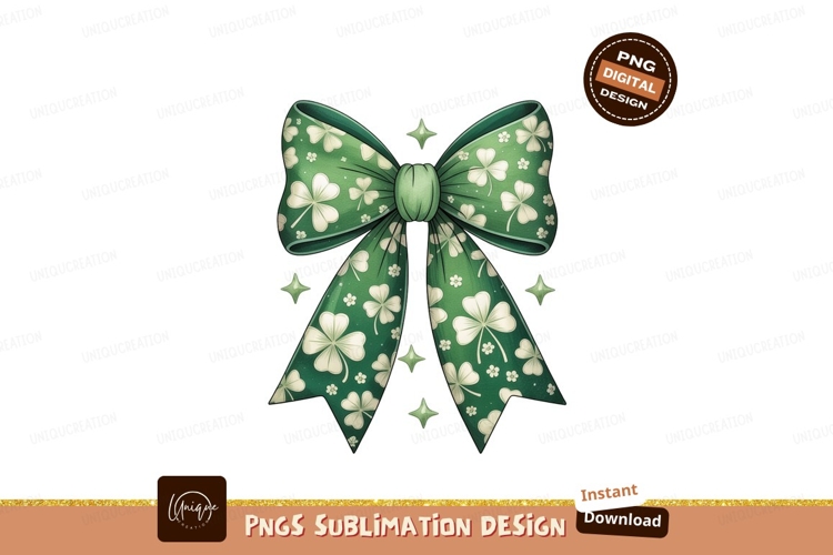 Green clover bow with stars shamrock