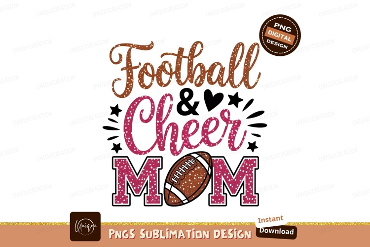 Football Cheer Mom Glitter Design pink
