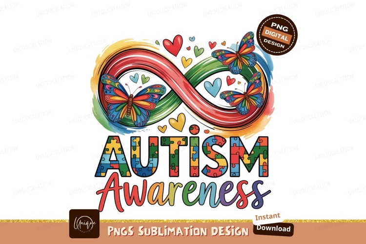 Colorful infinity butterflies autism awareness symbol