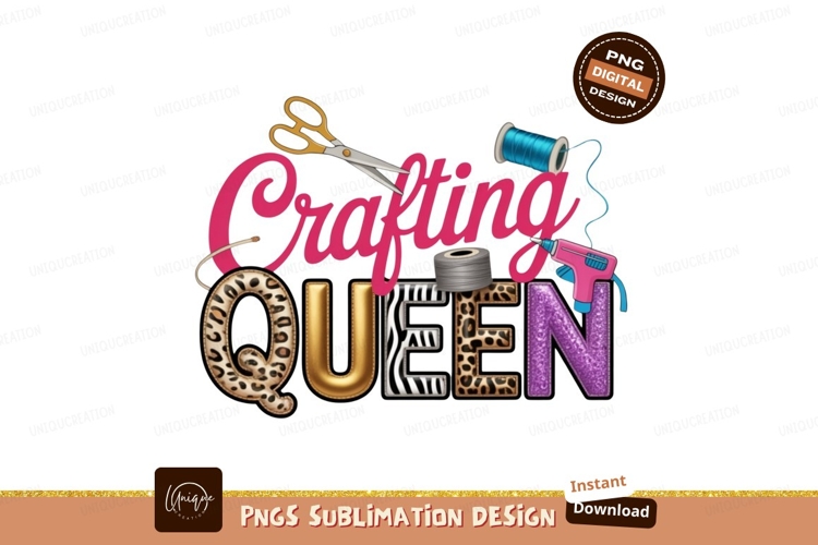 Crafting Queen with tools scissors thread
