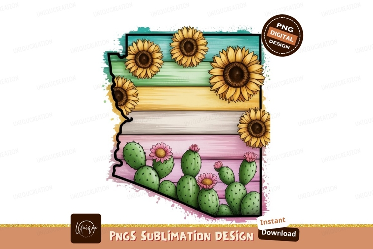 Sunflowers Cacti State Design SUBLIMATION cactus